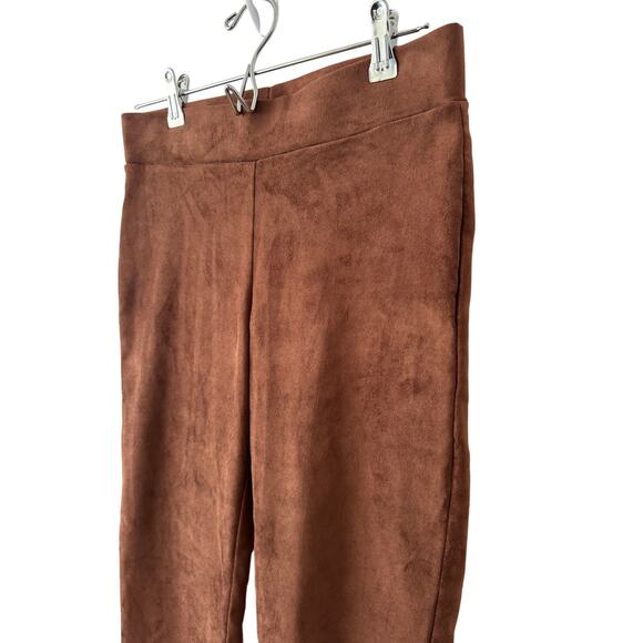 NYDJ Brown Cognac Faux Suede Legging Pants Size 2P - Picture 3 of 12